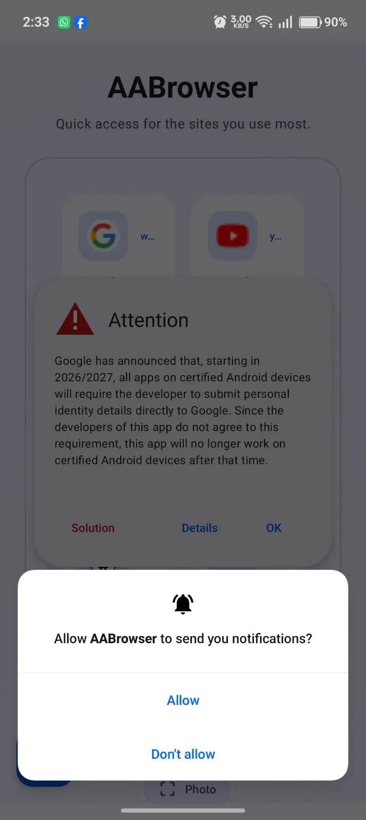 AABrowser Android Auto browser interface